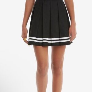 Hot Topic Cheer A-line Black Skirt with White Stripes